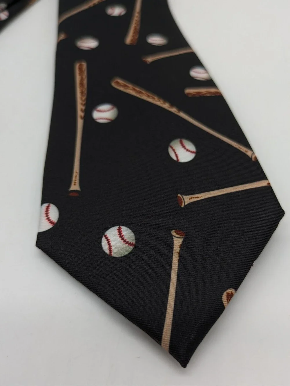 Vintage Parquet Black Brown Mens Baseball Novelty Tie